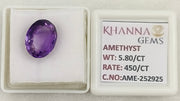 6.44Ratti Natural Amethyst Gemstone with Govt. Lab Certificate-252925